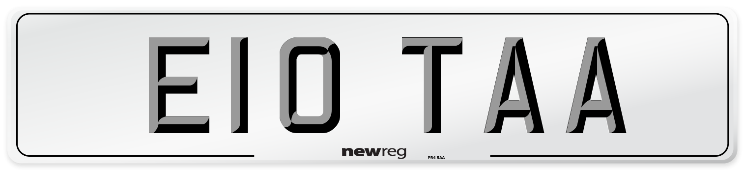 E10 TAA Number Plate from New Reg